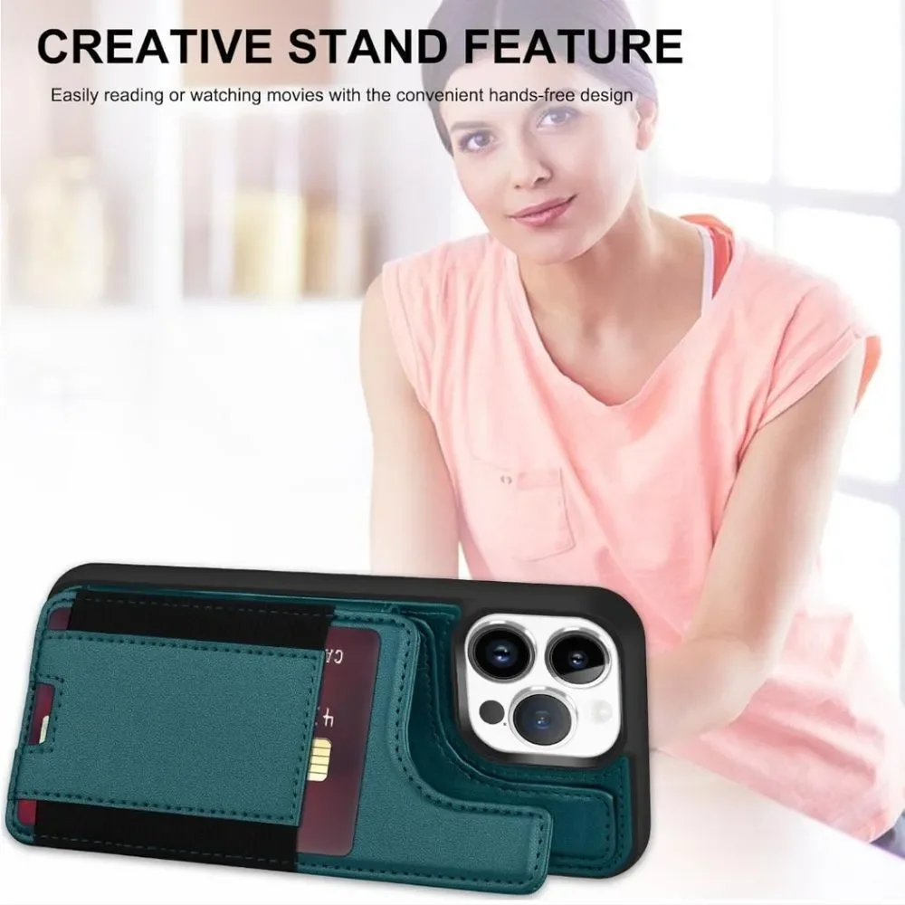 NWOT Green iPhone 15 Pro Leather Wallet Case RFID Blocking Magnetic Closure - Picture 5 of 5